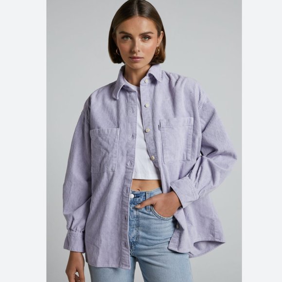 NWT LEVI'S - JOVI RELAXED SHIRT IN PURPLE GARMENT DYE - Picture 2 of 12